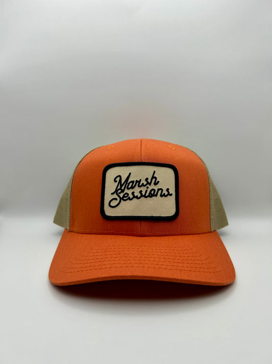 Patch Trucker Hat - Orange/Tan